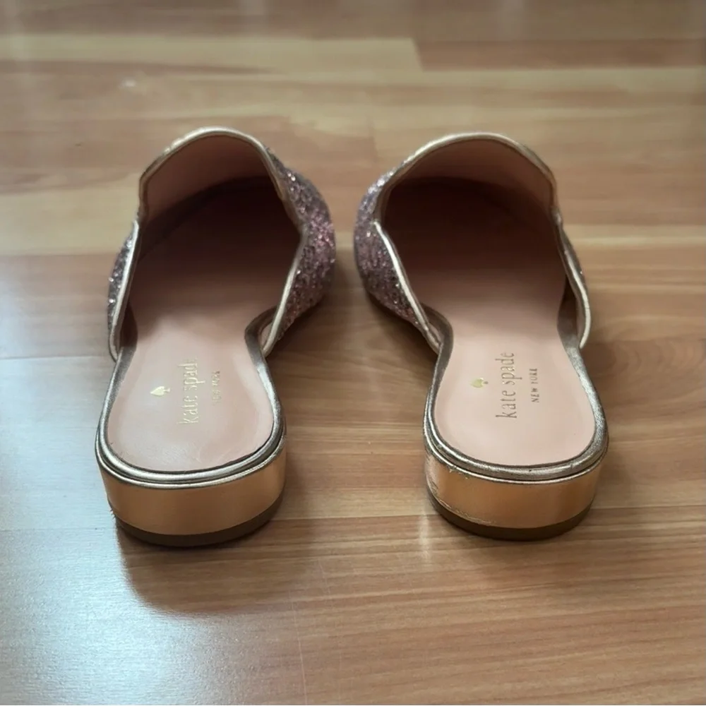 Kate Spade Gowen Shimmy Pink Glitter Glam Mule Loafers Flats Whimsy Preppy 6.5